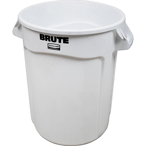 Rubbermaid Commercial Vented Round Brute Container, 32 gal, Plastic, White
