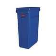 thumbnail image 1 of Rubbermaid Commercial Venting Slim Jim Waste Container - 23 gal Capacity - Durable, Vented, Handle - 30" Height x 22" Width x 11" Depth - Blue - 1 Each, 1 of 5
