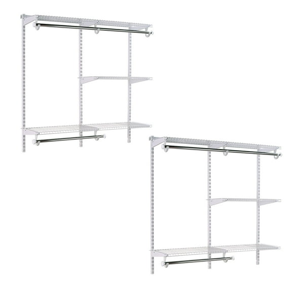 Rubbermaid Configurations 4 to 8 Ft Custom Closet Organizer Kit, White (2 Pack)