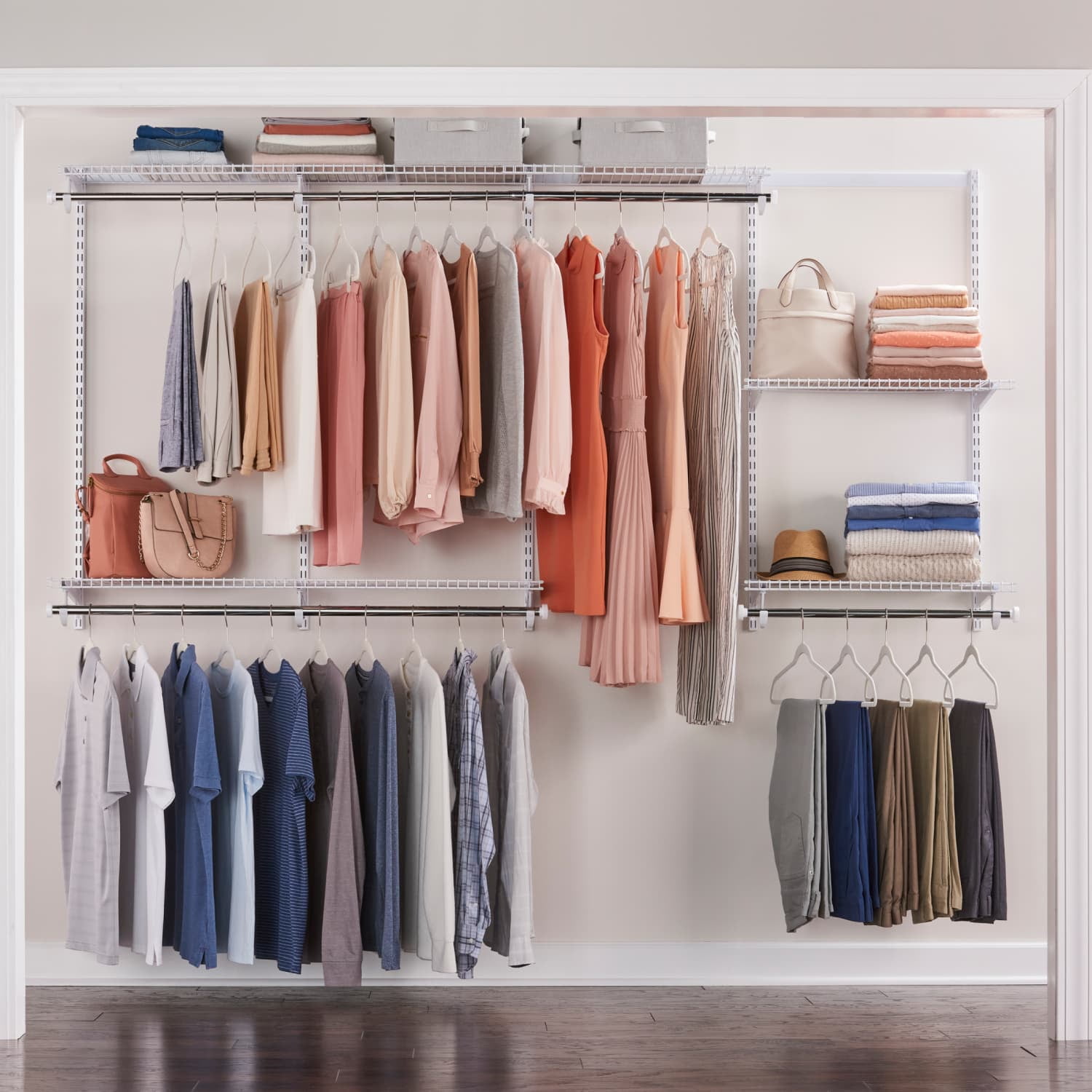 u*4様 ラバーメイド社 ストレージウェア 16個セット Rubbermaid, Closet System, 4-8 ft kit, White, Adjustable Shelving