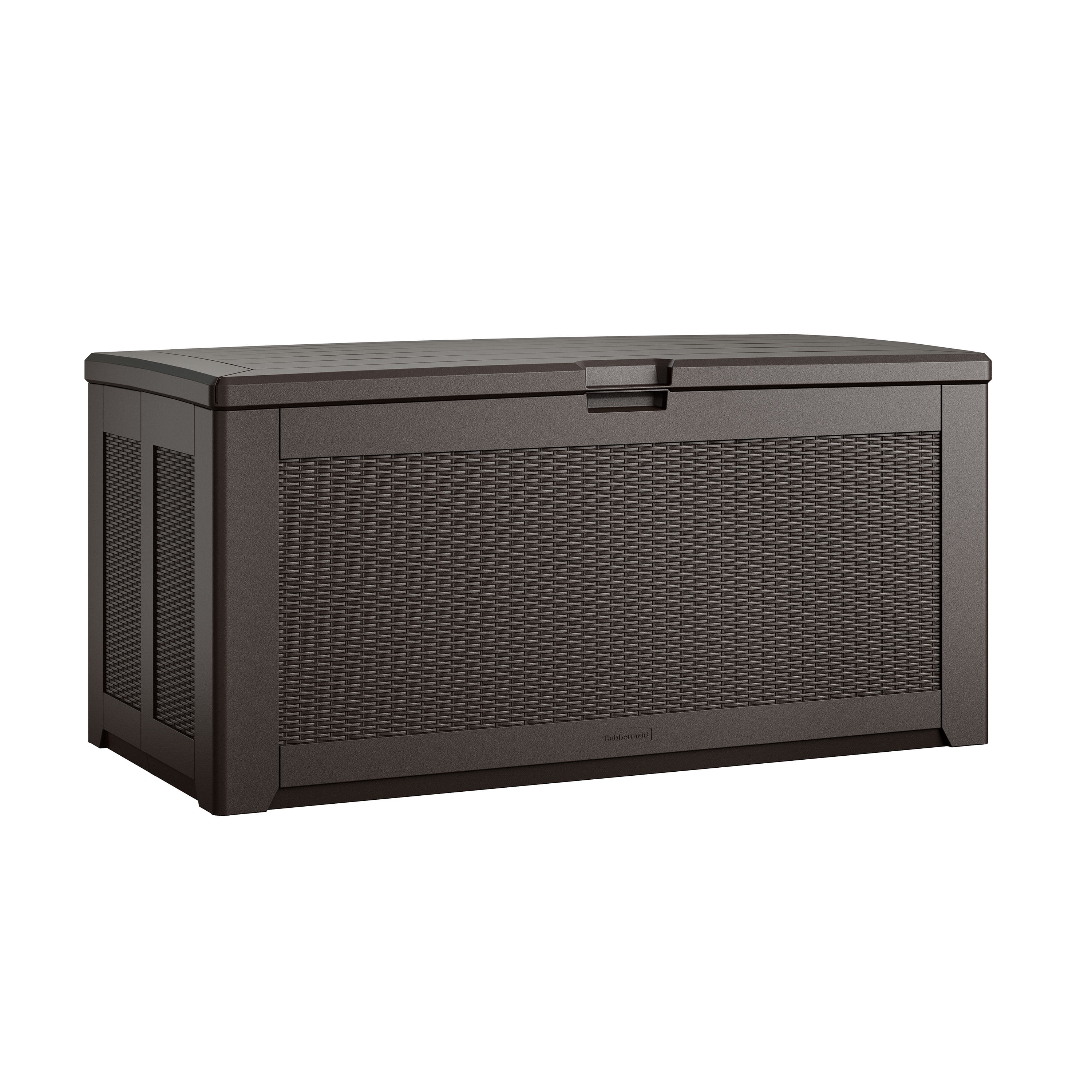 Extra Large Brown Wicker Lockable Resin Deck Box