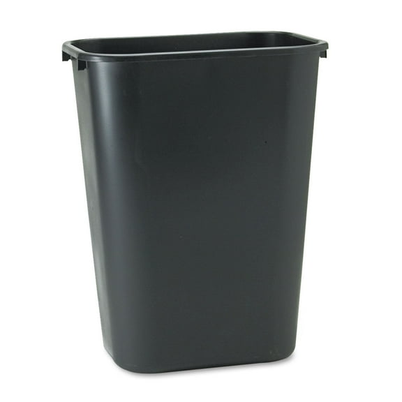 Rubbermaid Deskside Plastic Wastebasket, Rectangular, 10.25 Gal, Black