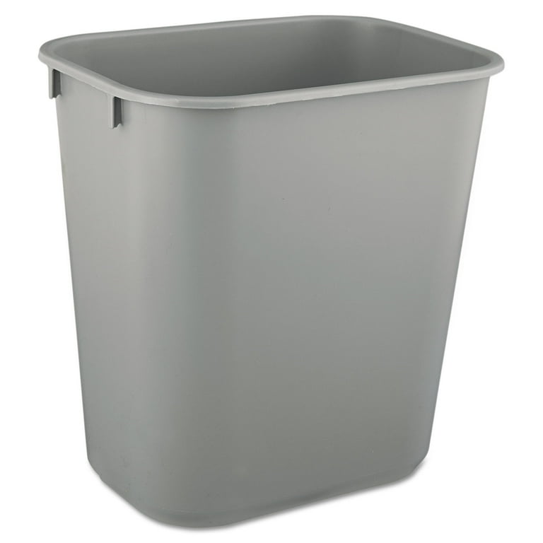 Deskside Plastic Wastebasket, Rectangular, 3.5gal, Gray Deskside Plastic Wastebasket, Rectangular, 3.5gal, Gray