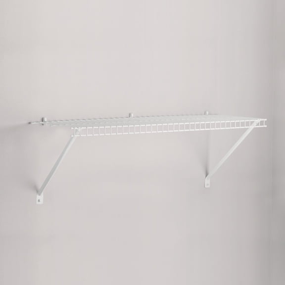 Rubbermaid Direct Mount Wall Shelf, 2 Ft. Wide, Mounting Hardware Kit Included, White, Wire Shelving Organizer System for Home/Laundry/Bathroom/Mudroom/Pantry/Linen Closet, 2' Length, Metal