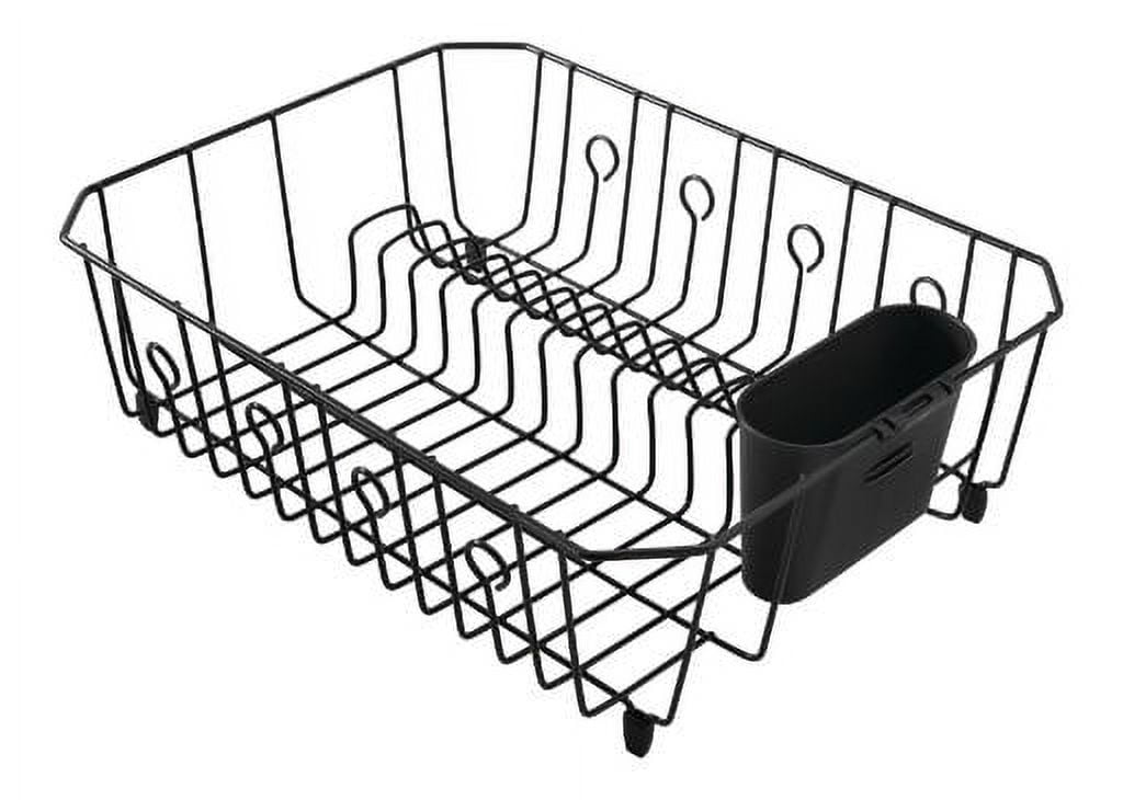 1pc Modern Simple Black Metal Ironware Spray-painted Large-size Kitchen  Organizer Rack For Tableware, Cutlery And Dish Drying With Double-layer  Design