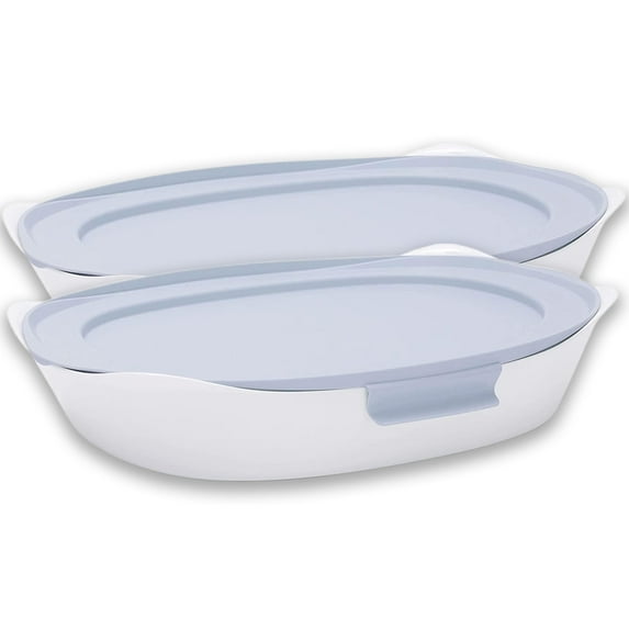 Rubbermaid DuraLite Glass Bakeware, 2.5 qt Baking Dish, Cake Pan, or Casserole Dish with Lid, 2 Pack