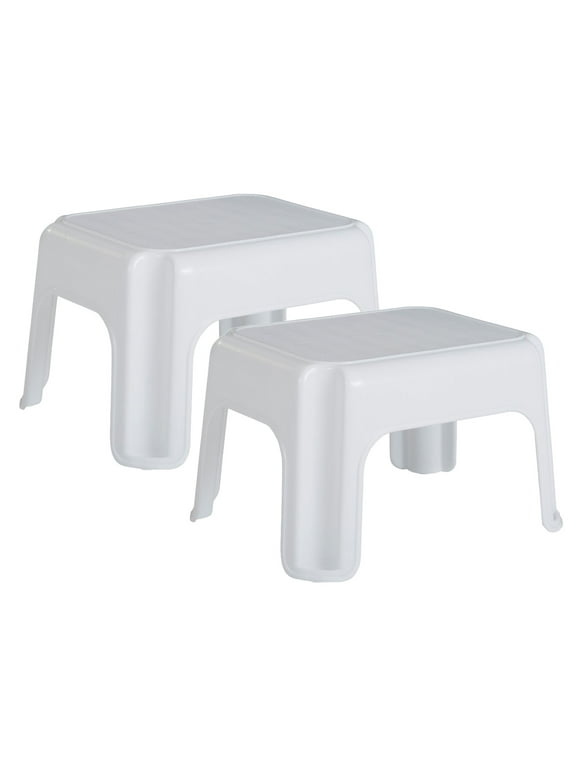 Rubbermaid Durable Plastic Step Stool w/ 300-LB Weight Capacity, White (2-Pack)