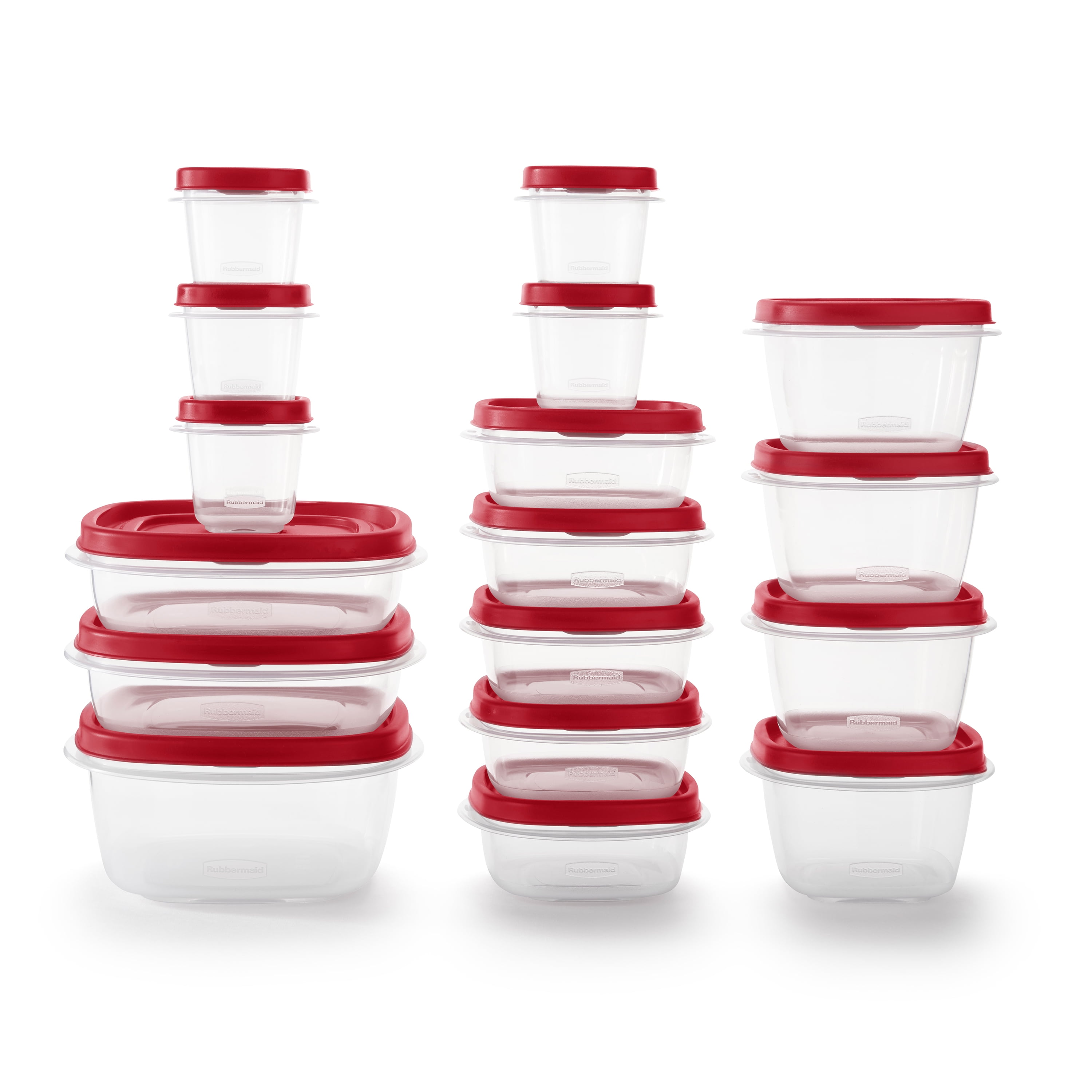 Rubbermaid 2108392 Easy Find Vented Lids Food Storage, Set of 8 (16 Pieces total) Plastic Meal Prep Containers, 8-Pack, Racer Red