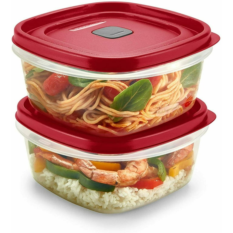 Rubbermaid Easy Find Lids Food Storage Containers with Red Vented Lids (Pack of 2 x 3 Cup + 1 x 5 Cup Containers)