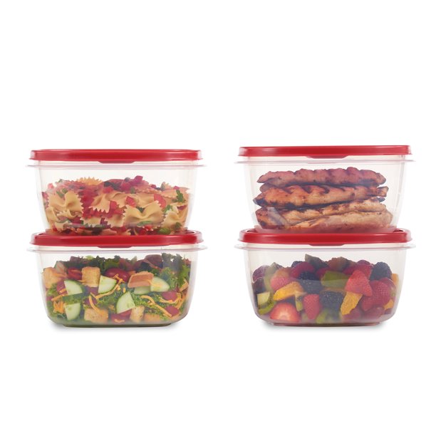 Rubbermaid Easy Find Lids Food Storage Container, 14 Cup, 4Pack, Red