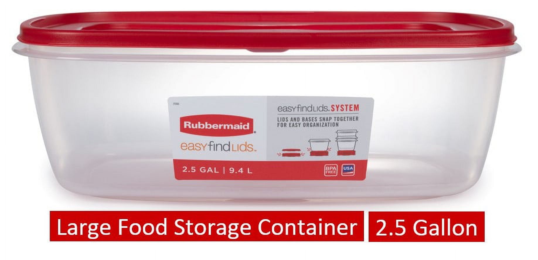 Rubbermaid Easy Find Lids Food Storage Container, Large with Red Lid, 2.5 Gallon - image 1 of 8