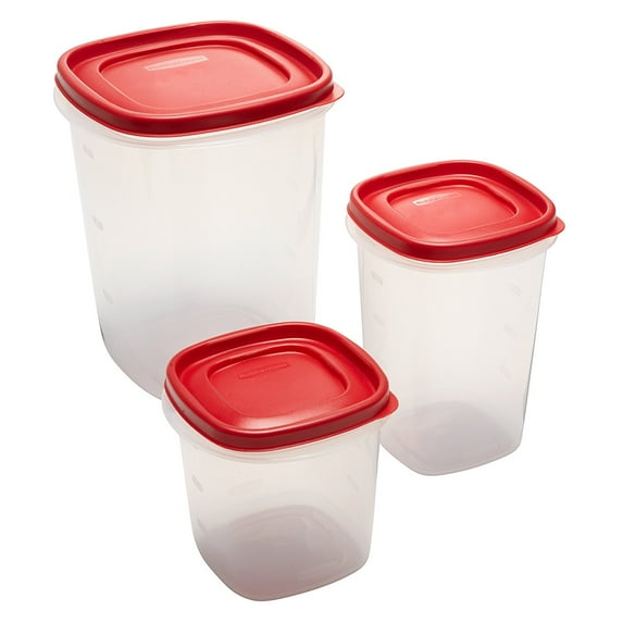 Rubbermaid Easy Find Lids Food Storage Containers, 3.7 cup & 5.25 cup & 15 cup, Racer Red, 6-Piece Set