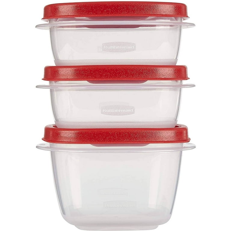 Rubbermaid Plastic Food Storage Containers, Easy Find Lids, Red