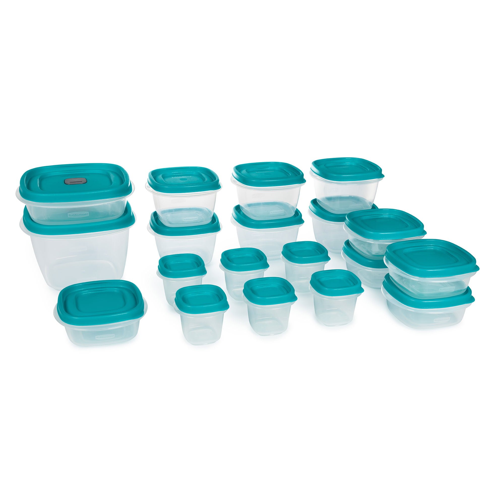 Rubbermaid Flex and Seal Food Storage Containers with Easy Find Lids, 42 Piece Set, Teal, Blue