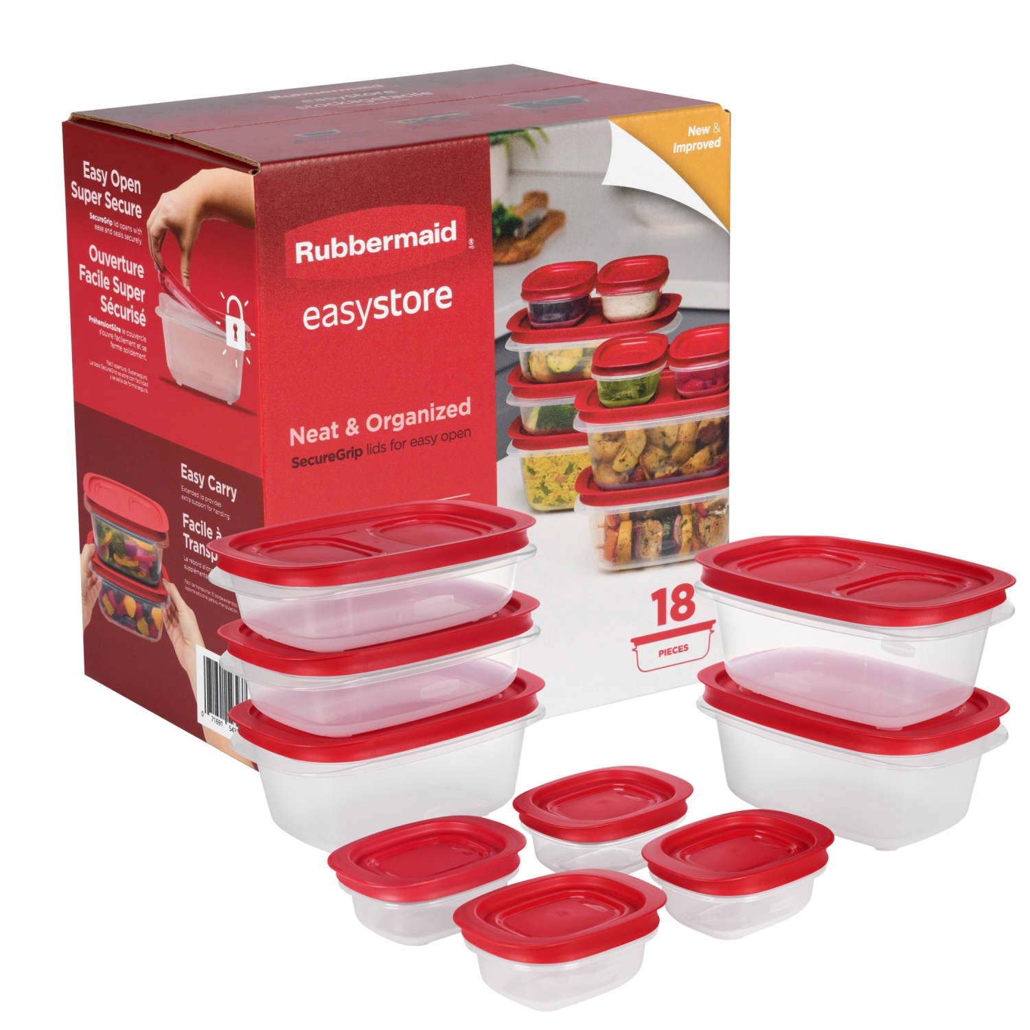 Rubbermaid EasyStore Medium Rectangle Containers, 18-Piece Set