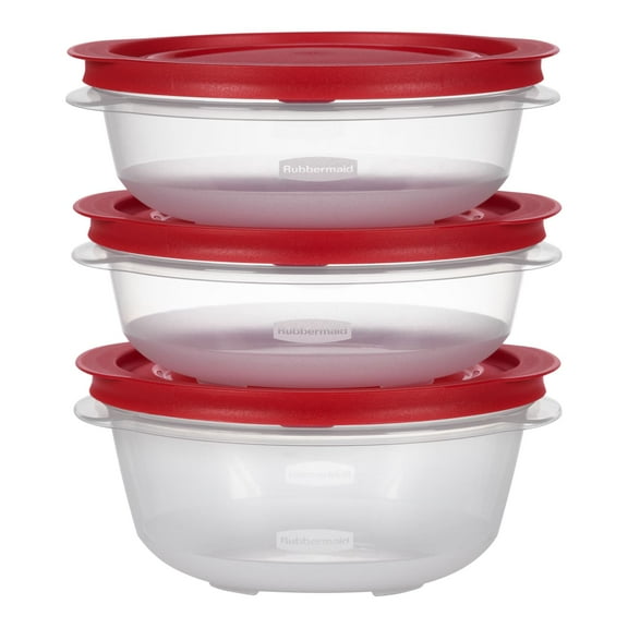 Rubbermaid 4.5-Cup (2) and 5.94-Cup EasyStore Round Containers, 3 Pack, Food Storage Containers, Food Storage Containers with Lids, Best Used for Leftover Storage and Reheating
