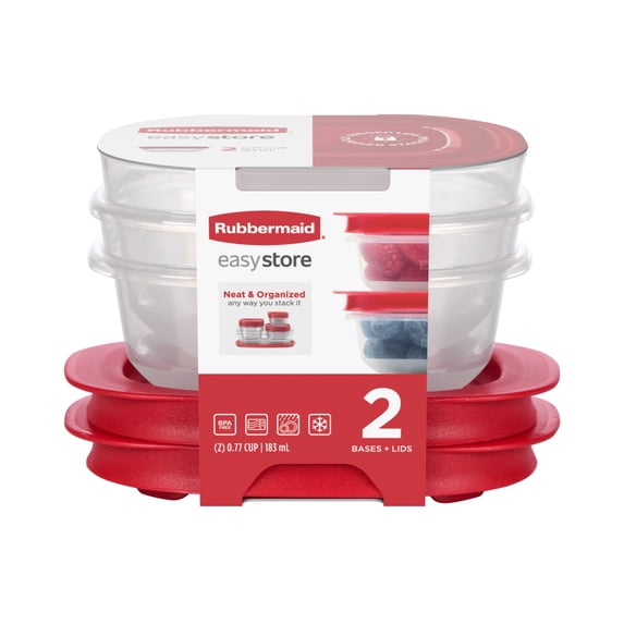 Rubbermaid 0.77-Cup EasyStore Rectangle Containers, 2 Pack, Food Storage Containers, Food Storage Containers with Lids