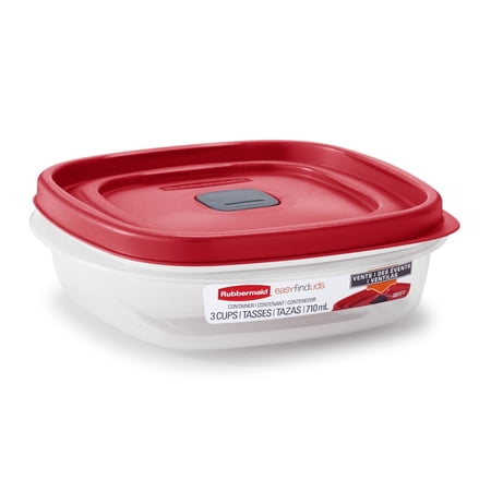 Rubbermaid EasyFindLids 3-Cup Round Food Storage Container, Racer Red