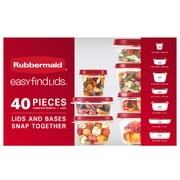 Rubbermaid EasyFindLids 40 Piece Food Storage Containers with Vented Lids Variety Set, Red