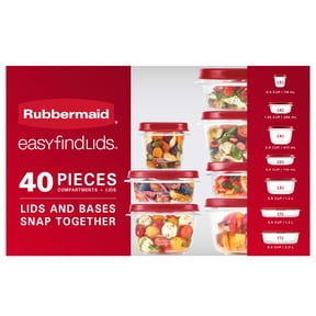 Rubbermaid EasyFindLids 40 Piece Food Storage Containers with Vented Lids Variety Set, Red