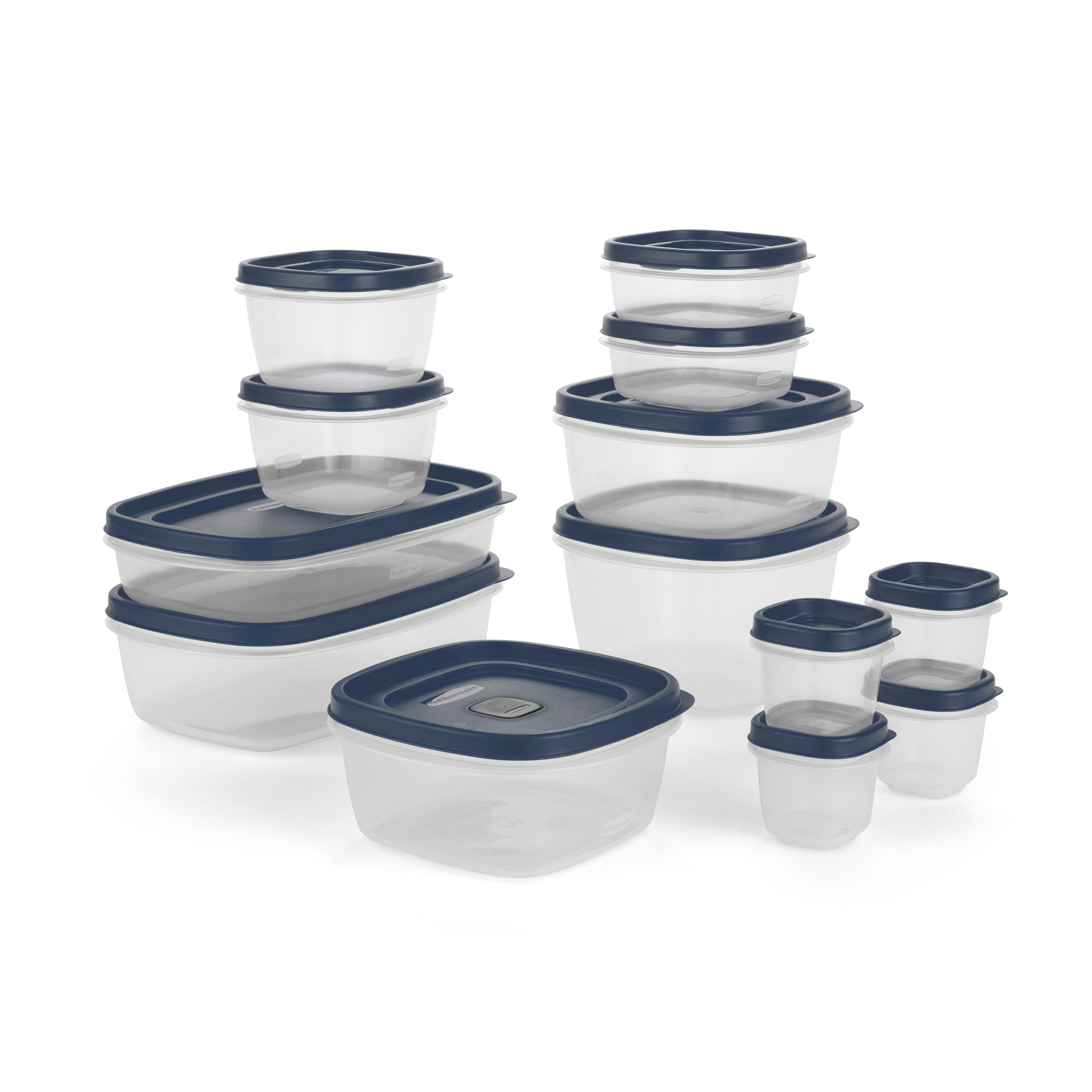 Rubbermaid EasyFindLids Variety Set of 13 Vented Plastic Food Storage Containers with Navy Lids (26 Pieces Total) - image 1 of 7