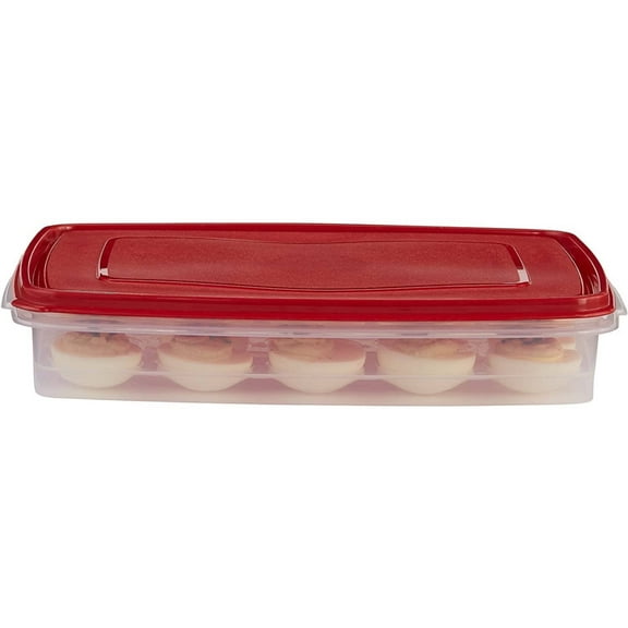 Rubbermaid Egg Keeper Food Storage Container, Clear/Red, 1 Count