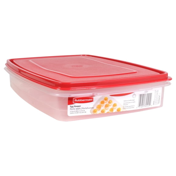 Rubbermaid Egg Keeper Food Storage Container, Clear/Red, 1 Count