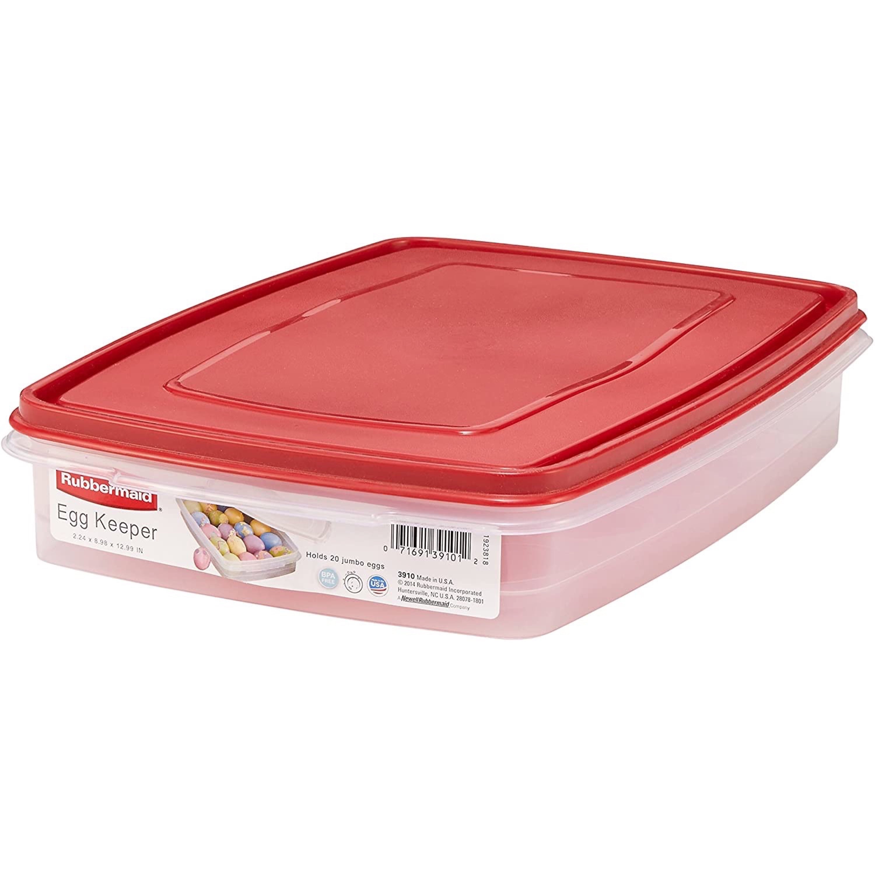 Rubbermaid Egg Keeper Food Storage Container, Clear/Red, 1 Count