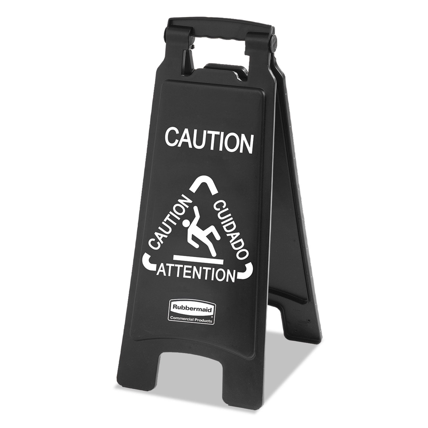 Black Foldable Plastic Multilingual Caution Safety Sign