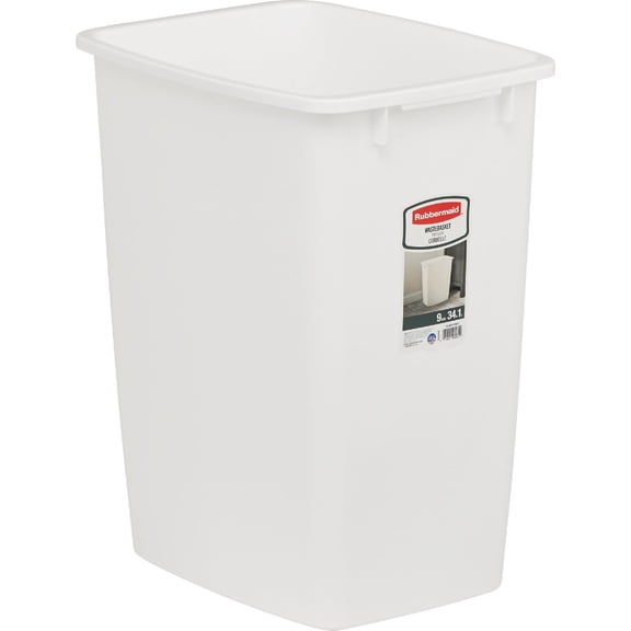 Rubbermaid FG2806TPWHT 36 Quart White Open Wastebasket