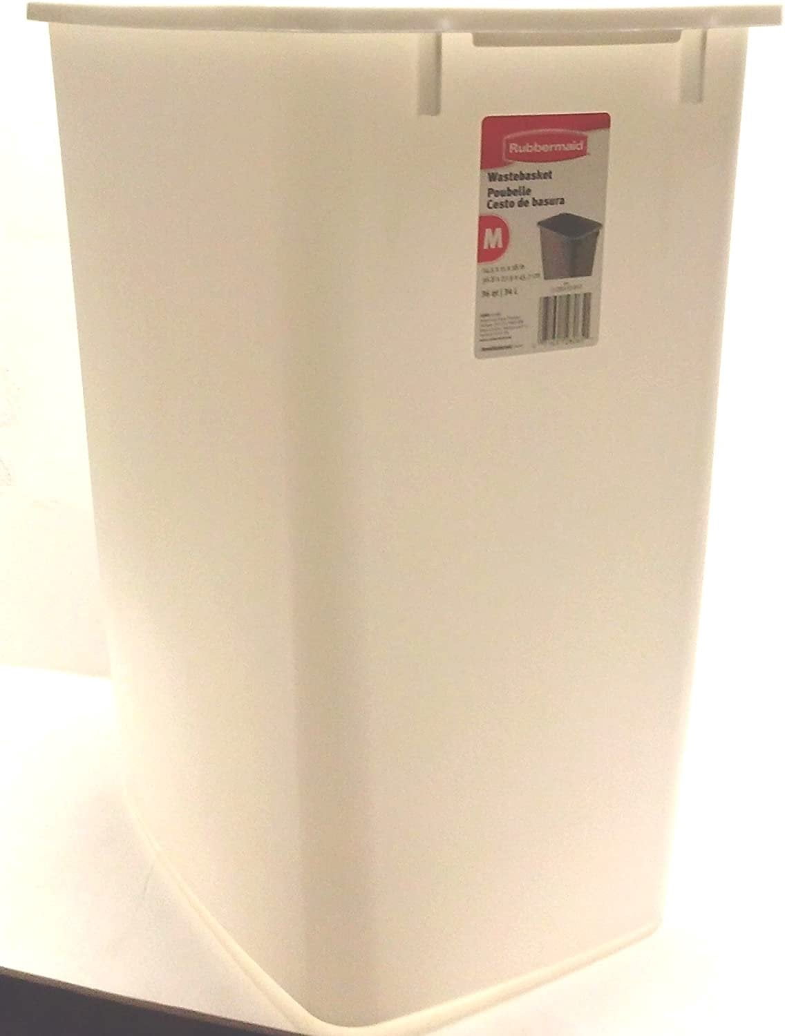 Rubbermaid FG2806TPWHT 36 Quart White Open Wastebasket