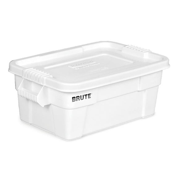 Rubbermaid BRUTE 27.8 in. x 16.5 in. x 10.7 in. 14 Gallon Tote Storage Bin with Lid - White