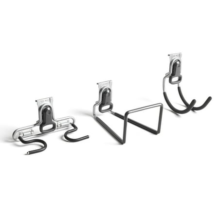 Rubbermaid Fast Track Garage 3-Piece Hook Set (Utility Hook, Handle Hook, and Hose Hook)