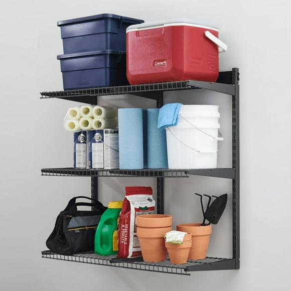 Rubbermaid Fast Track Garage Storage All-in-One Rail Shelving Kit, 36"