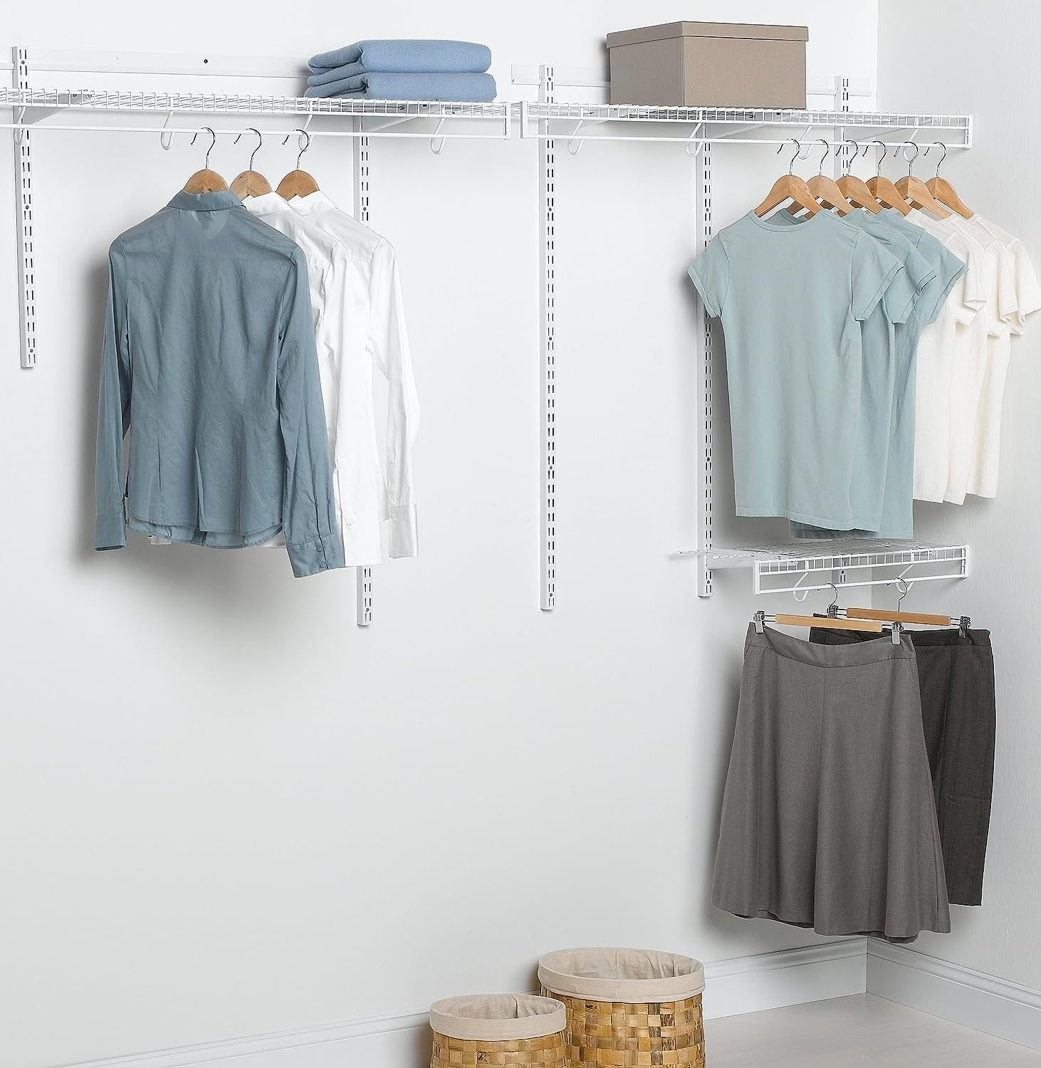 Rubbermaid FastTrack FreeSlide Expandable Closet Organizer 4 to 8 foot White for Clothes Shoes Hats Walmart