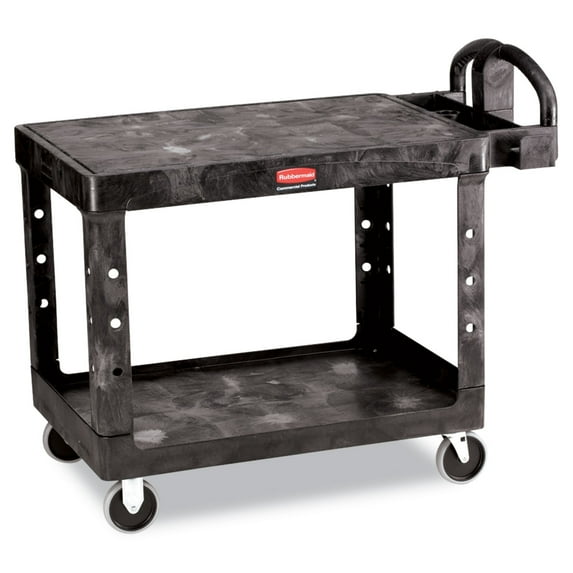 Rubbermaid Flat Shelf Utility Cart 2Shelf 25.25wx44dx38.13h Black FG452500BLA