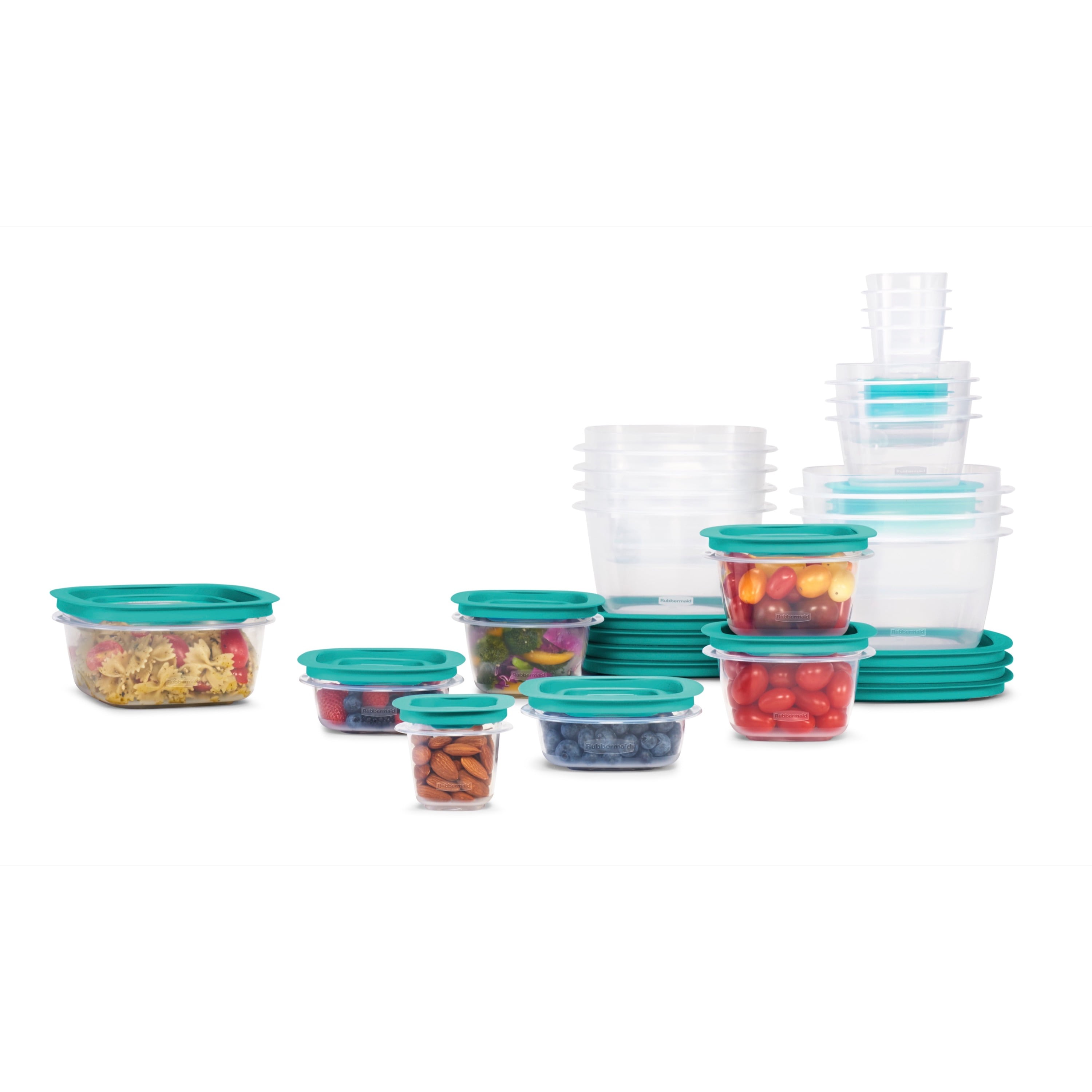 Utensilux Rubbermaid Storage Containers, Easy Find Lids, Teal, 7 cup, Flex  & Seal, Leak Proof Lids, Food Storage Set, Clear Meal Prep Flex Containers