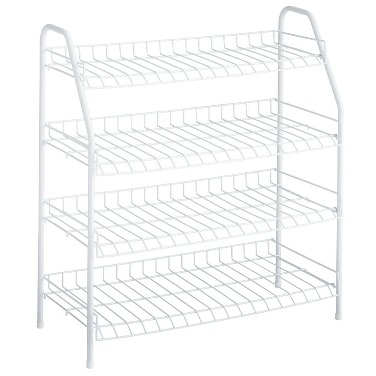 Rubbermaid Freestanding 4 Tier Wire Shelf Shoe Rack and Organizer White