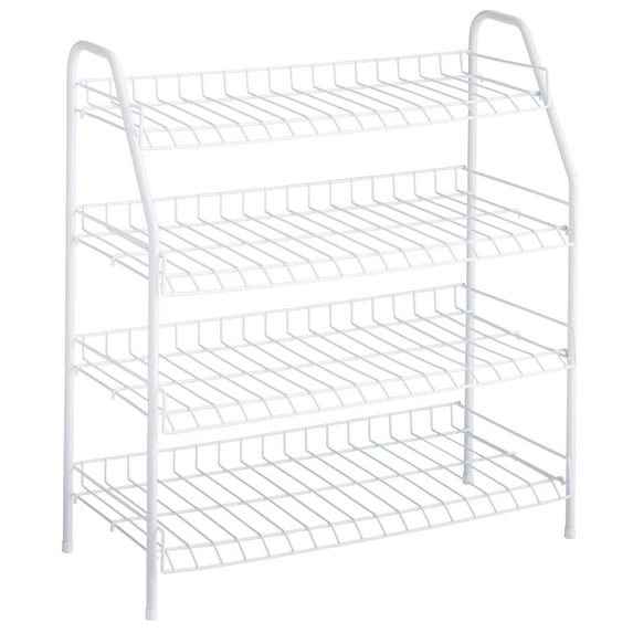 Rubbermaid Freestanding 4-Tier Wire Shelf Shoe Rack and Organizer, White