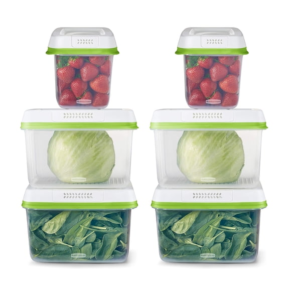Rubbermaid FreshWorks Clear Food Storage Containers, Medium & Large, 12 Piece Set