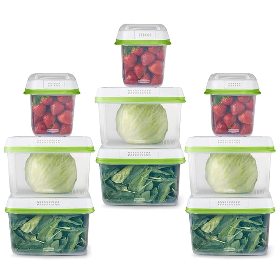Rubbermaid FreshWorks Clear Food Storage Containers, Medium & Large, 18 Piece Set