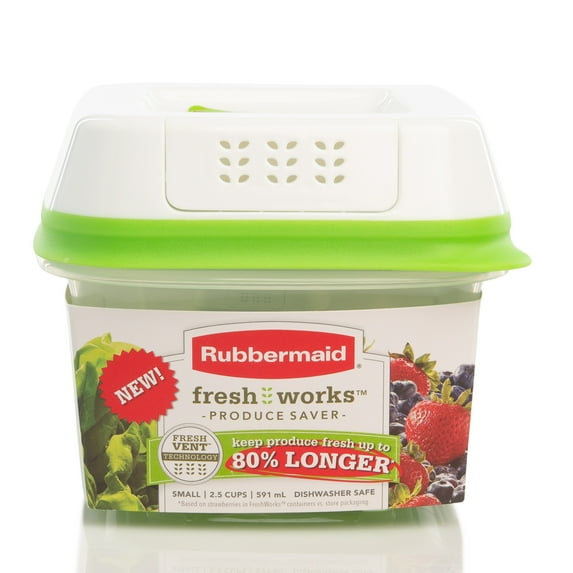 Rubbermaid FreshWorks Produce Saver Food Storage Container, Small Square, 2.5 Cup