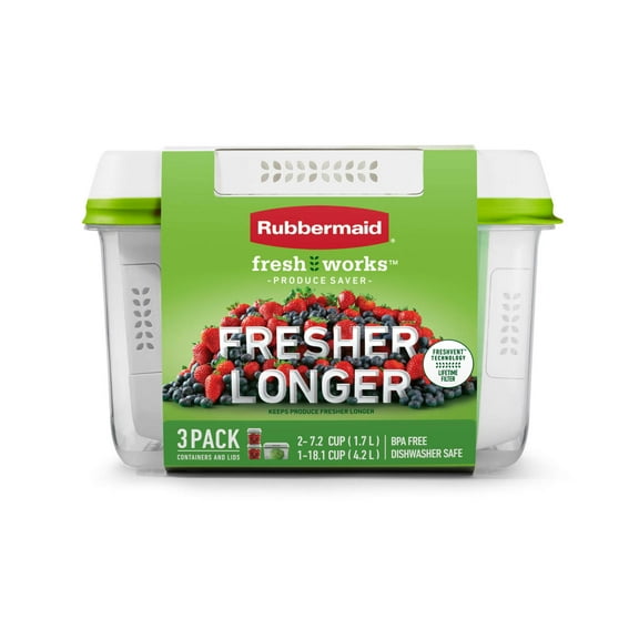 Rubbermaid FreshWorks Produce Savers, Medium and Large Produce Storage Containers, 6 Piece Set