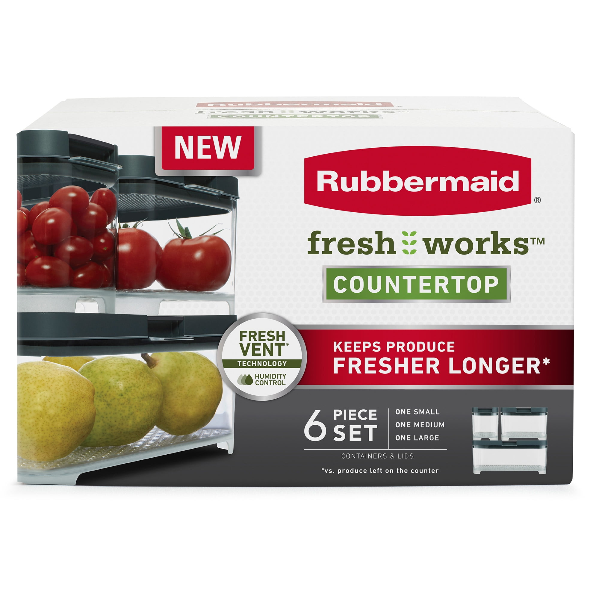 Rubbermaid Fresh Works Produce Saver Large Rectangle Food Storage Container  - Clear/Green, 17.3 c - Dillons Food Stores