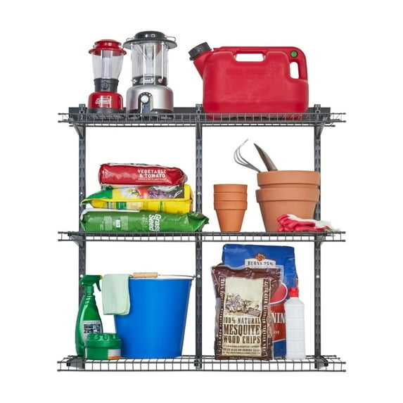 Rubbermaid Garage FastTrack 36" x 12" Shelf Kit, 3-Shelves, Black