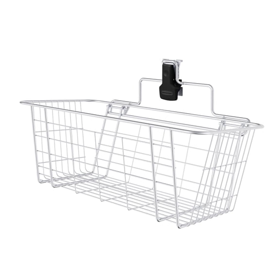 Rubbermaid Garage FastTrack Rail 24 in. Wire Basket, Storage Organizer, Satin Nickel
