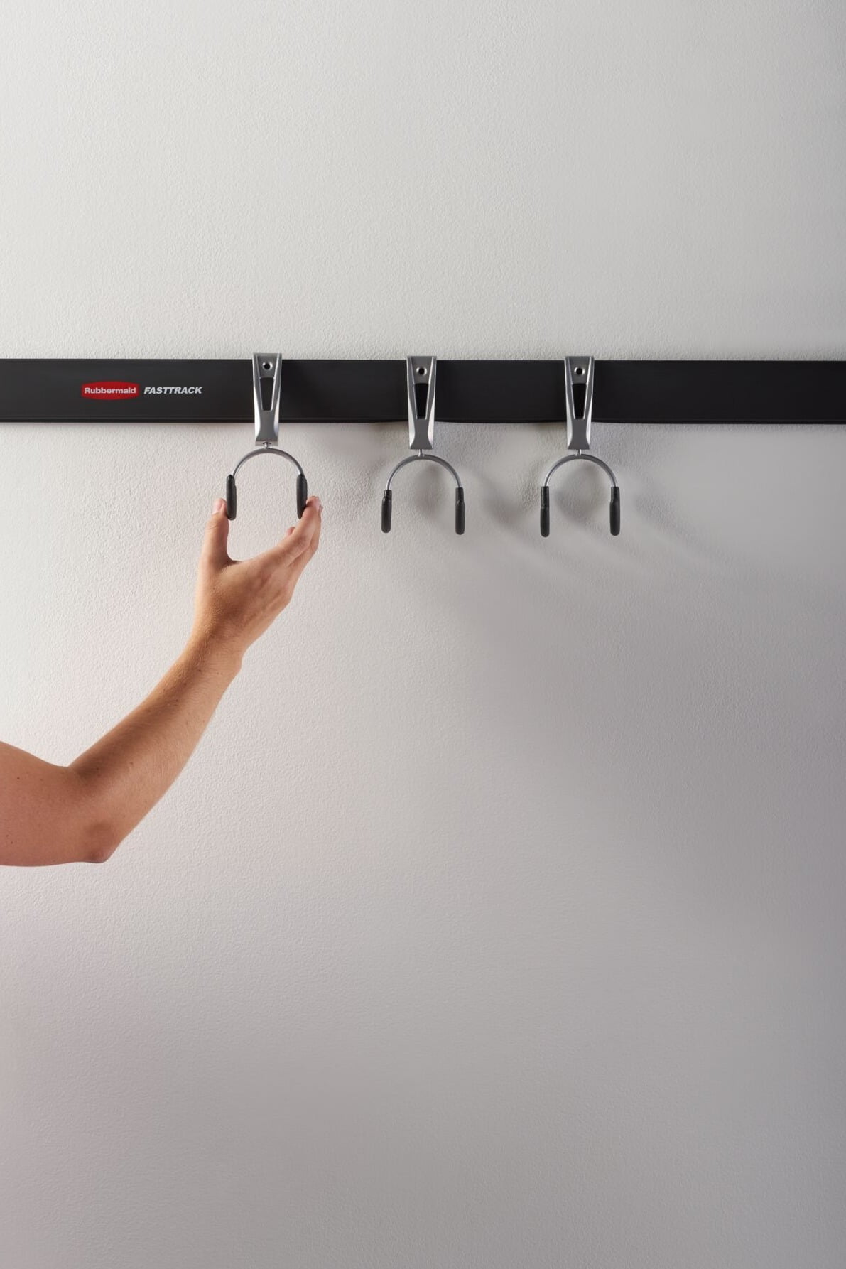 Rubbermaid Garage FastTrack Rail Compact Hook Bundle, 3-Pack, Satin Nickel