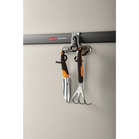 Rubbermaid Garage FastTrack Rail Dual Handle Hook Bundle, 2-Pack, Satin Nickel