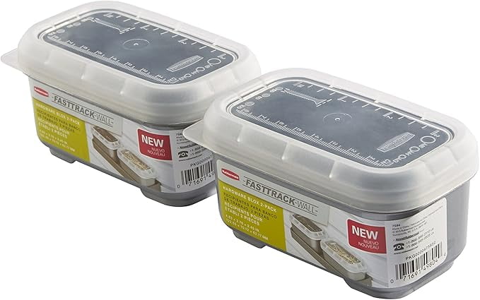 Rubbermaid Garage FastTrack Wall Bench Blox Bin Hardware Hooks (2-Pack), Gray