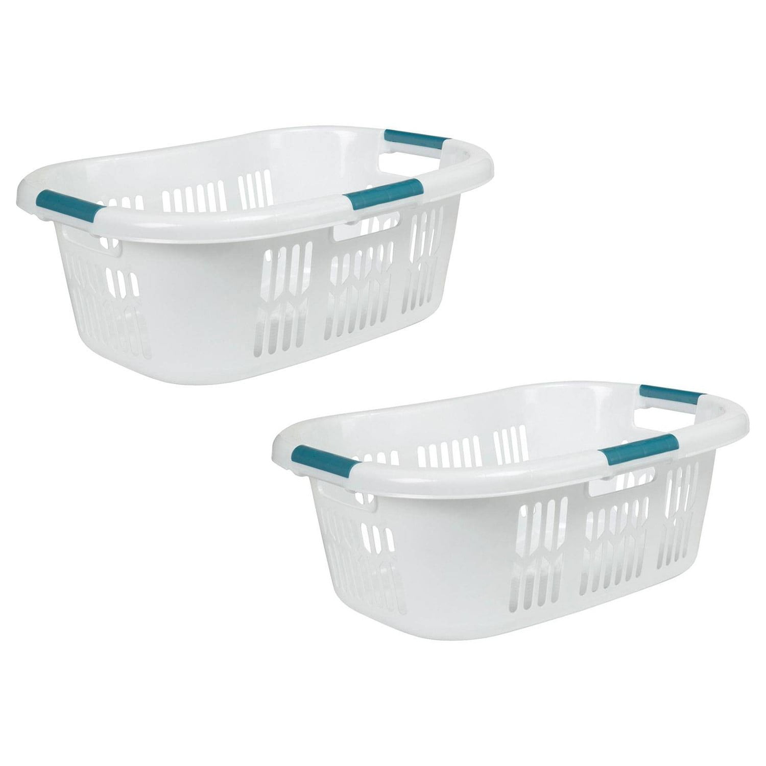 Rubbermaid Hip Hugger Laundry Basket, 3 Handle, 1.5 Bushel, 2 Pack ...